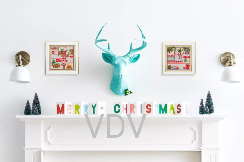 М-0258 "Веселих свят!" (набір для вишивання муліне ДМС) 20х20 см. Вишивка Новий Рік. фото 2