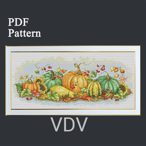 Електронна схема М-0299 "Осінній врожай" (PDF-схема для вишивання муліне ДМС) 38х18 см