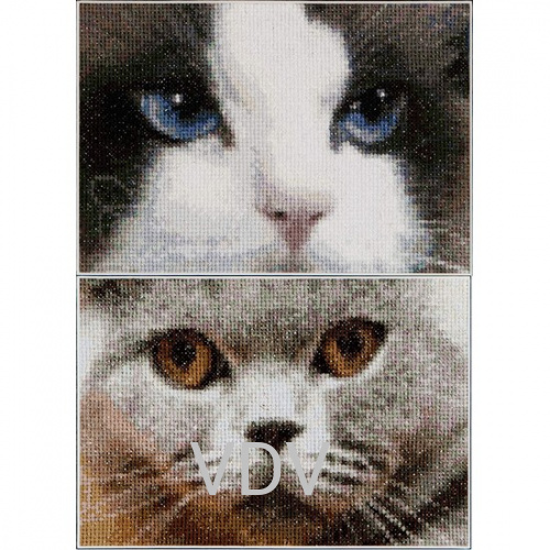 Тhеа Gouverneur 542А (набір для вишивання муліне) "Кішки Смокі+ Блу" 16.5х11.5 см