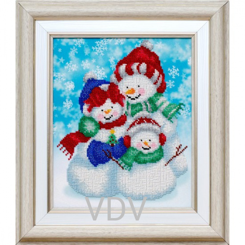КВ Т-0934 "Снігова родина" (вишита картина бісером Preciosa (Чехія) 20x25 см