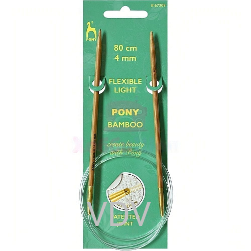 67311 Cпиці Pony (Індія) 80 см- 5,0 мм бамбукові, кругові (5 блістерів)