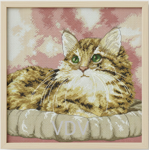 М-0280 "Пухнастий друг" (набір для вишивання муліне ДМС) 25х25 см. Вишивка Кіт.