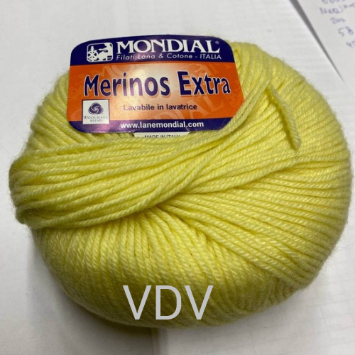 0087 Пряжа Mondial Merinos Extra (100 г/245 м) 50% вовна, 50 акрил, жовтий