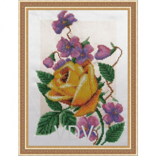 КВ Т-0079 "Троянда та фіалка" (вишита картина бісером Preciosa (Чехія) 31х22 см